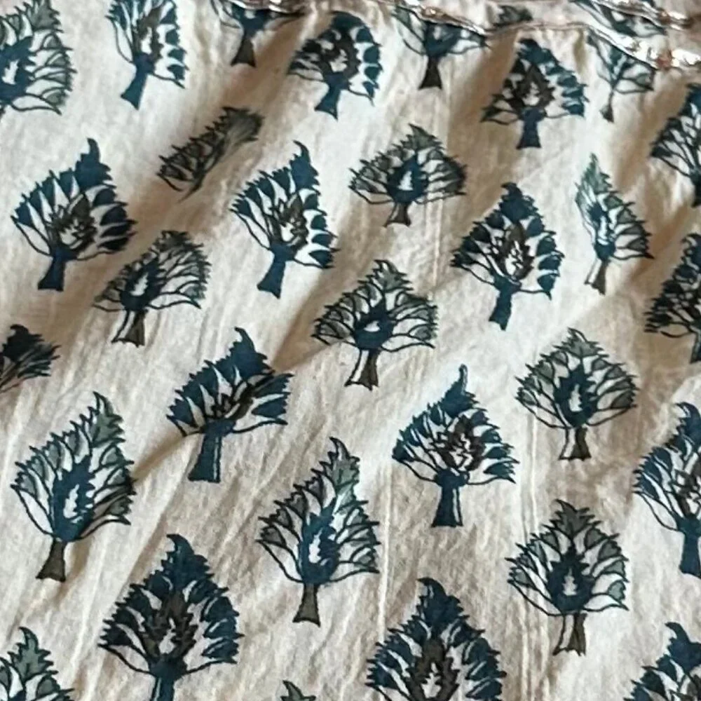 Raga Anthropologie Block Printed Midi Dress Tie Straps 100% Cotton Size Small - Picture 4 of 10